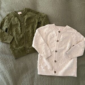 Set of two Cat & Jack Olive and Cream Cardigans